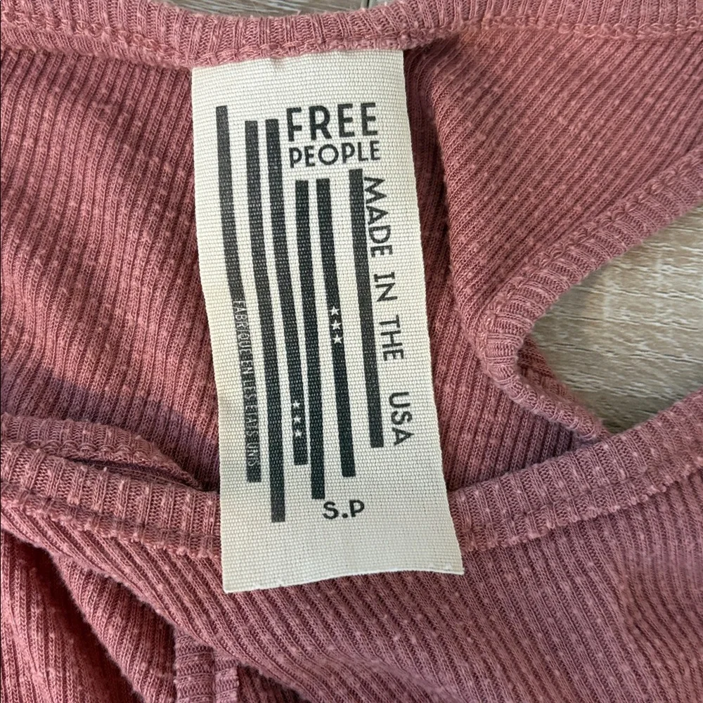 Free People Long Beach Ribbed Rose Pink Racerback Tank Top